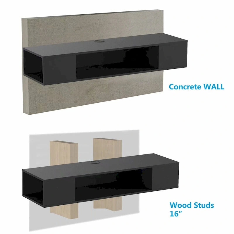 Wall Mounted TV Media Console Floating Desk Storage Hutch - 43.3