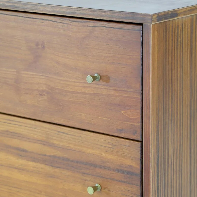 Farmhouse Rustic Mid Century 5 Drawer Chest