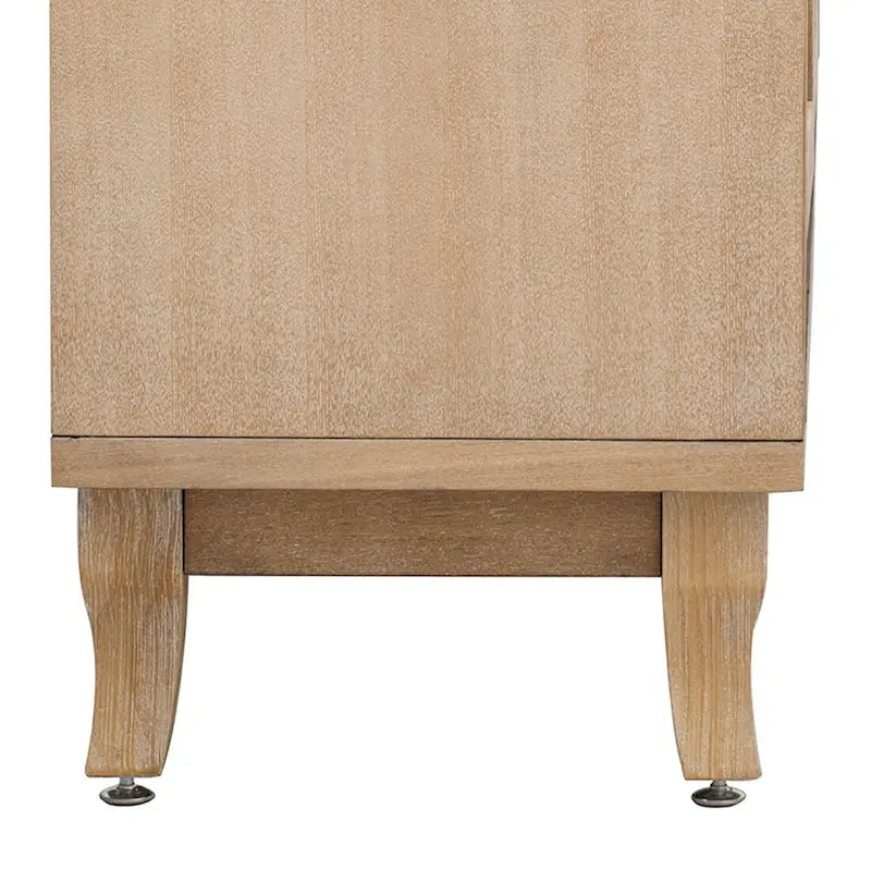Modern Elegant Wooden Sideboard with Three Mirrored Cabinets Doors
