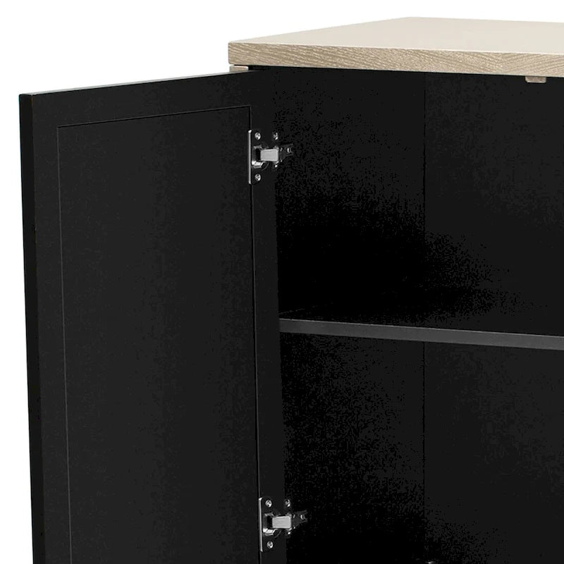 Modern Elegant Wooden Sideboard with Three Mirrored Cabinets Doors