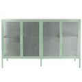 Stylish 4-Door Tempered Glass Cabinet, 4 Glass Doors Adjustable Shelf
