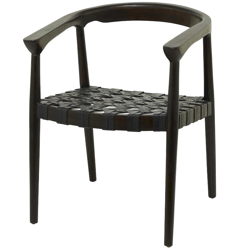 Teak Wood Handmade Woven Dining Chair with Armrests - Brown or Dark Brown