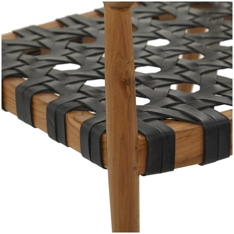 Teak Wood Handmade Woven Dining Chair with Armrests - Brown or Dark Brown