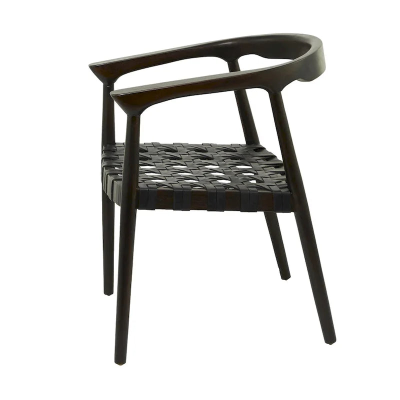 Teak Wood Handmade Woven Dining Chair with Armrests - Brown or Dark Brown