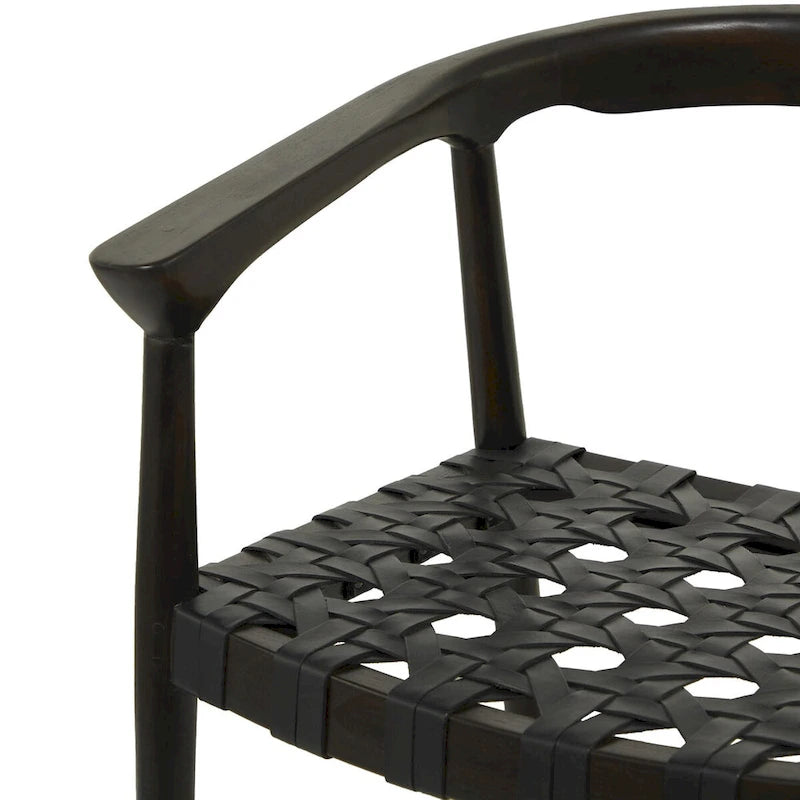 Teak Wood Handmade Woven Dining Chair with Armrests - Brown or Dark Brown