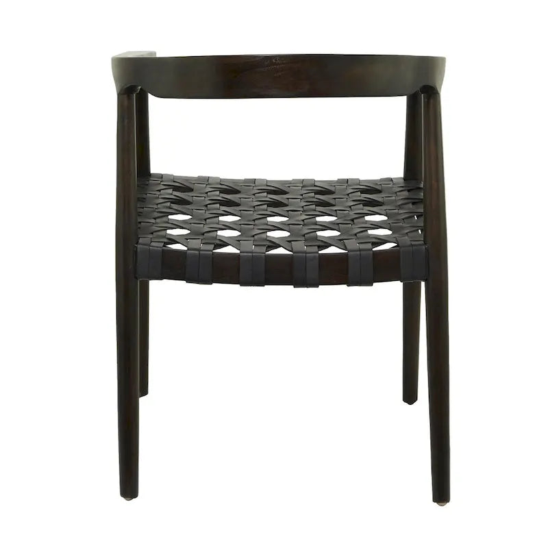 Teak Wood Handmade Woven Dining Chair with Armrests - Brown or Dark Brown
